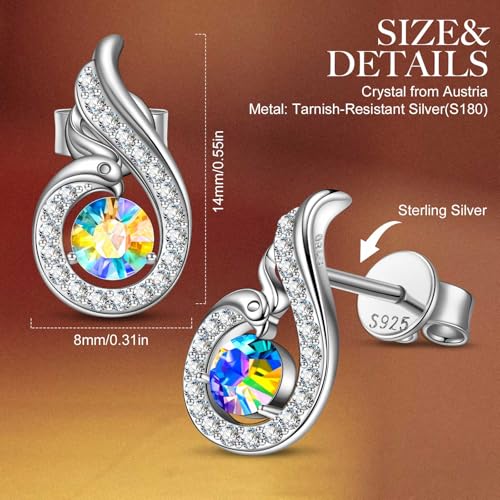 Kate Lynn "Rise From the Ashes" Sterling Silver Phoenix Earrings, Stud Earrings with Crystals from Austria, Packaged with Jewelry Box, Birthday Gifts for Women, Symbol of Luck and Renewal4