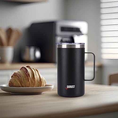 Miniatura 5 de Taza de café de viaje de doble pared de acero inoxidable 24 oz (negro)