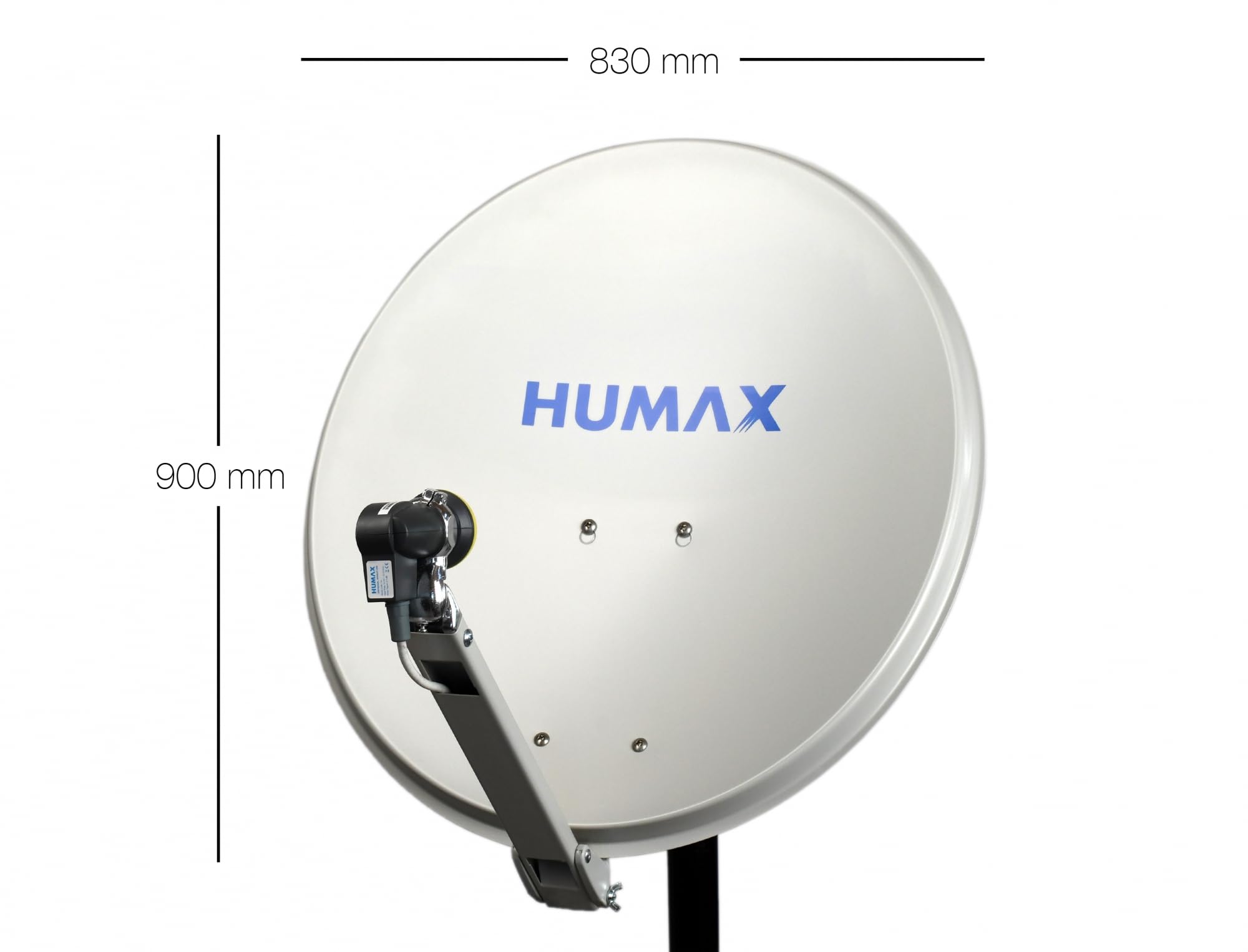 HUMAX Digital Professional 90 cm Satellitenspiegel, Sat Antenne mit Tragarm für LNBs, Satellitenschüssel aus Aluminium mit einem Durchmesser von 90 cm, hellgrau