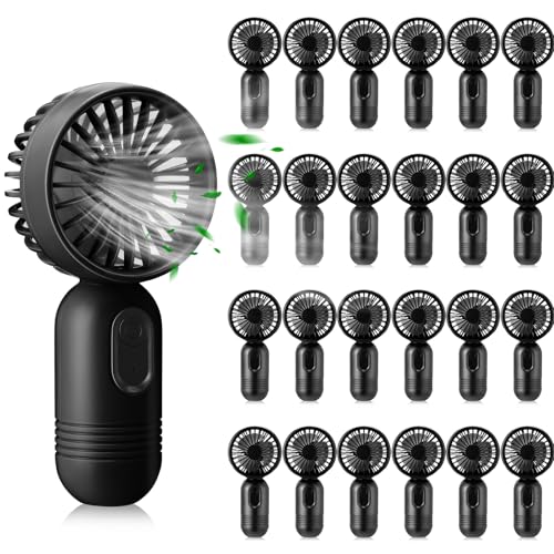 Rossesay 24 Pack Mini Portable Fan Bulk for Travel 3 Speeds, Rechargeable USB Battery Operated, Small Handheld Personal Eyelash Fans for Women Men Indoor Outdoor(Black)