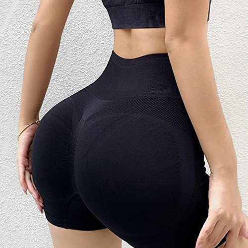 Short feminino de treino de cintura alta, shorts de ioga para levantamento de bumbum, controle de ba