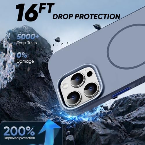 Image of KARWAN Slim Shockproof Back Case Cover Compatible with iPhone 16 Pro,Dual Layer Armor Protection with Matt Finish, Heavy Duty Cover with Magnetic MagEase Wireless Charging (Blue)