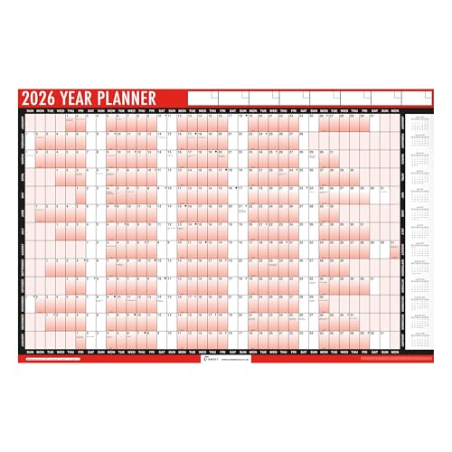 2026 Wall Planner Calendar – A1 Large 85cm x 58cm Laminated Year Planner with Stickers & Dry Wipe Pen – Reusable Annual Wall Chart for Office, Home, School - Cosy Home Interiors 2026 Wall Planner Calendar – A1 Large 85cm x 58cm Laminated Year Planner with Stickers & Dry Wipe Pen – Reusable Annual Wall Chart for Office, Home, School