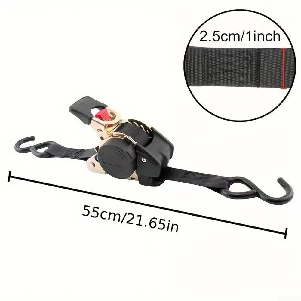 Automatikspanner, 4er Set, Fahrzeugtransportgurt, Selbstaufrollmechanismus, einstellbare Länge für schwere Lasten, Auto Motorrad LKW Umzug (B)