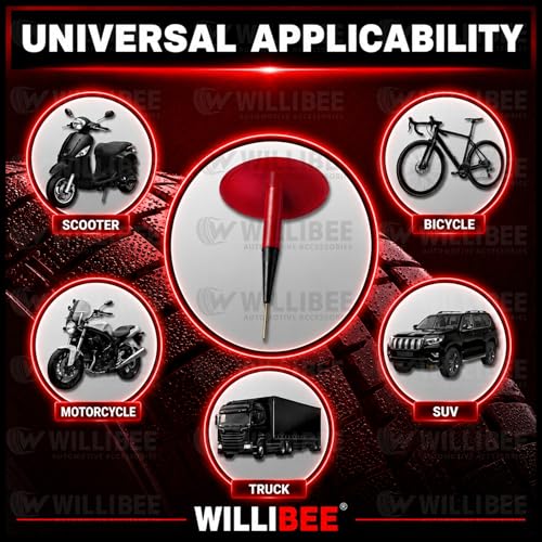 Image of WILLIBEE Mushroom Puncture Kit for Tubeless Tyre | Mushroom Puncher Kit for Bike & Car | Tire Puncher Repair Patches (9 MM, 10 Pcs)