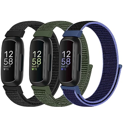 Nylon Sport Loop Straps Compatible with Fitbit Inspire 3/Inspire 2/Inspire HR/Inspire/Fitbit Ace 3/Ace 2 for Women Men Kids, Soft Nylon Band Breathable Comfortable Adjustable Replacement Straps