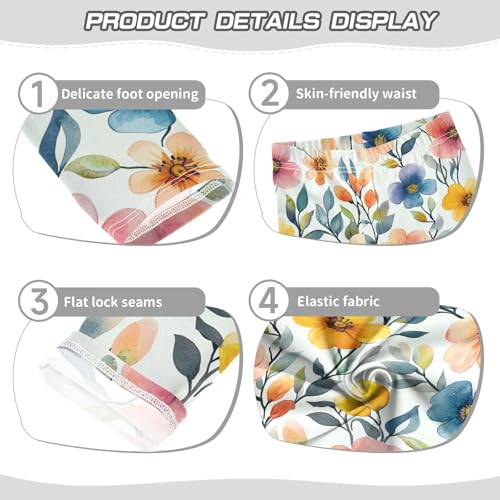 Boccsty Watercolor Spring Flowers Girls Leggings Kids Yoga Pants Dance Active Tights 4T3