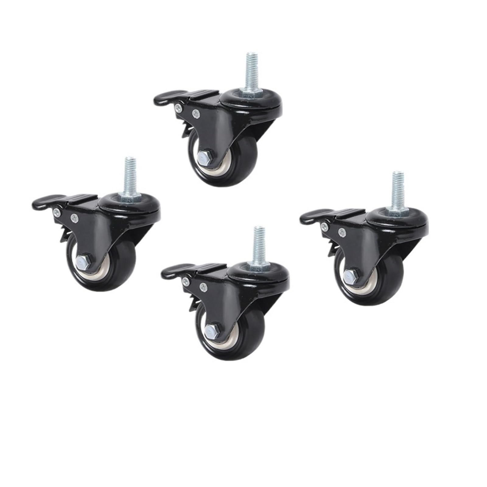 Mxxdmopd Sjb920-420A 4 Pieces/Lot 1.5 Inch 8Mm/10Mm Screw With Brake Caster Double Bearing Universal Wheel Pu Polyurethane Solid(10-25Mm)