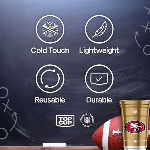 Top Cup NFL San Francisco 49ers 20 oz Reusable Aluminum Cups 20 Count | Officially Licensed, Durable, Reusable & Recyclable, Made in USA — view 4