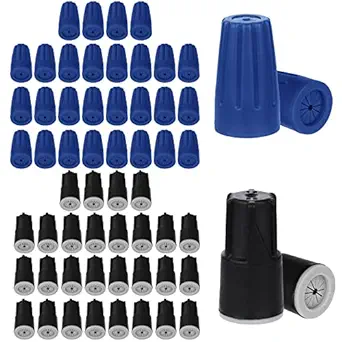 60PCS Waterproof Wire Nuts, Electrical Wire Nut Connectors Compatible with 12-22AWG Wire Caps Twist Nuts Caps Wire Connectors for Outdoor Lighting Garden Irrigation Outdoor Audio (Blue; Black)