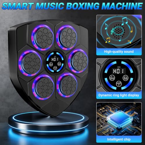 Image of TGLLM Music Boxing Machine, Interactive Punching Trainer with Boxing Gloves, Large Size Wall Mounted Electronic Boxing Target for Adult Kids, 9 Modes & 9 Speeds