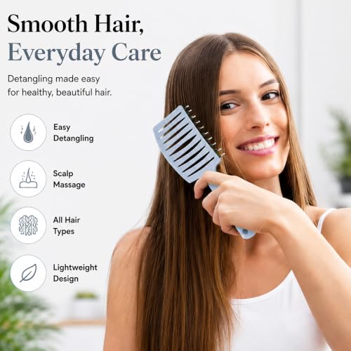 Image of GLUN Portable Detangling Hair Brush Pack of 1 Blue Colour, Curly & Straight Hair Brush for Women & Men Accessories Use in Salon, Home & Personal Use
