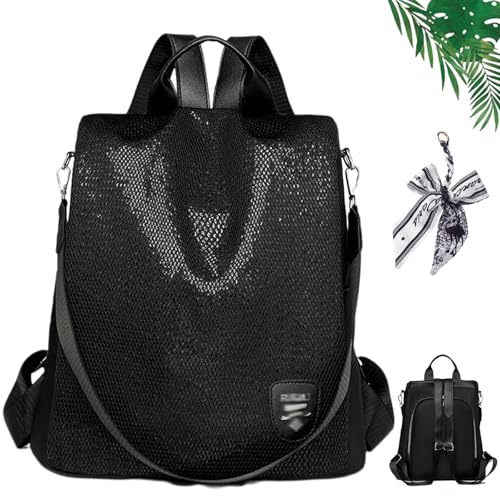 Forcipower Anti-Theft Large Capacity Backpack, Multi-purpose Large Capacity Oxford Cloth Lightweight Shoulder Bag (Glitter Black)