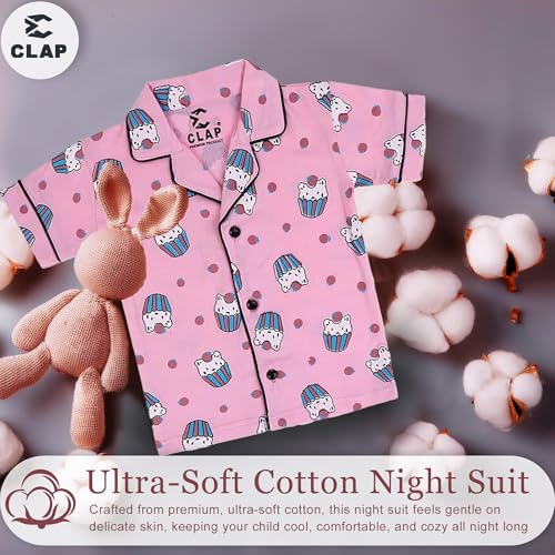 Image of CLAP Kids Cotton Printed Half Sleeves Night Suit