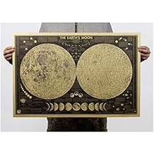 Retro Moon Phase Poster Kraft Wall Murals, Living Room Bedroom Removable
