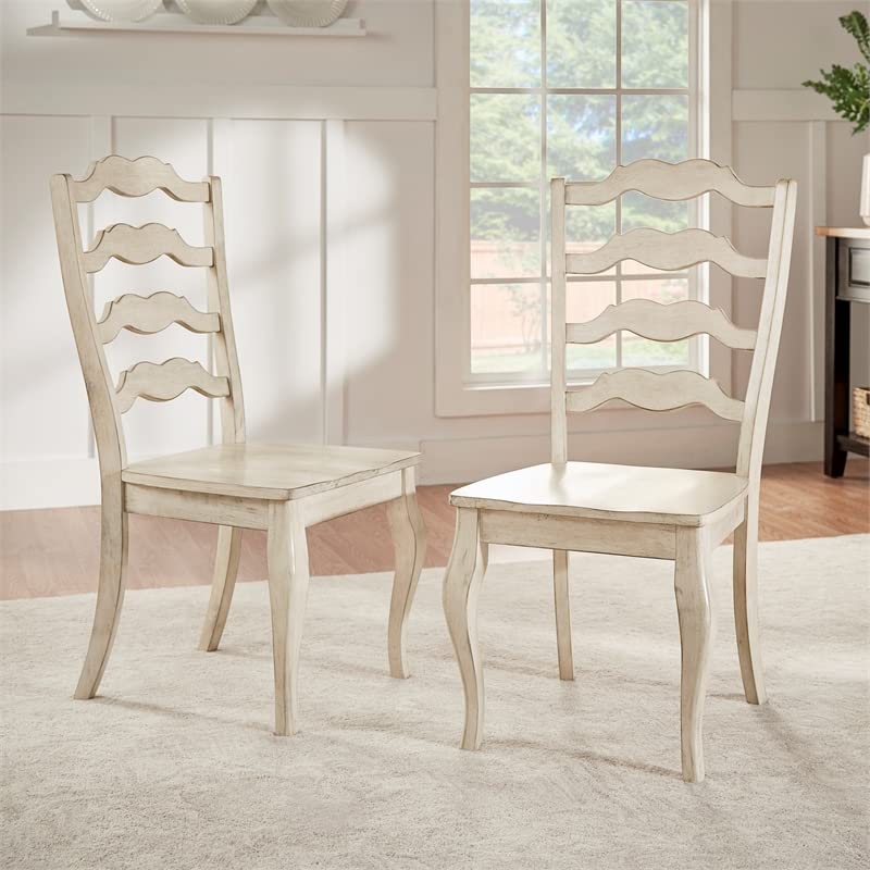 Inspire Q French Ladder Back Wood Dining Chairs (Set of 2) in Antique White