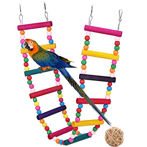 G GANEN Wood Bird Ladder, Parrot Ladder Swing Bridge Parrot Swings,Ladders for Pet