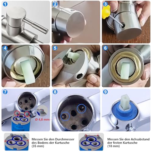 35 mm Keramik Kartusche SEDAL (1 Stück) für Einhand Armaturen, Einhebelmischer, Armaturen Ersatzteile Kartuschen für Wasserhahn Bad, Küchenarmatur und Waschtischarmatur