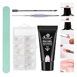 30ml Poly Gel Art Kit, Saviland UV Nail Builder Finger Extension Gel with Nail Brush Nail Art Manicure Kit (Clear pink)