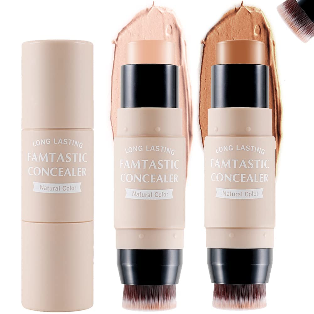 MAKINGTEC2 PCS Contour Highlighter Stick with Brush -Bronzer Pen, Face Brightens Shades Pencil, Highlighting Shade, Highlight Shaping Stick, Waterproof, Longwear Makeup(01 and 04)