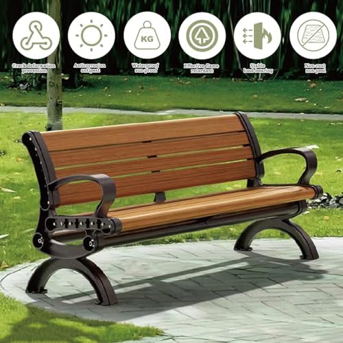 5ft Backless Outdoor Bench - Corrosion-Resistant Metal Frame & Solid Wood Seat for Patio, Garden, Deck, Lawn & Poolside - Stylish Outdoor Furniture