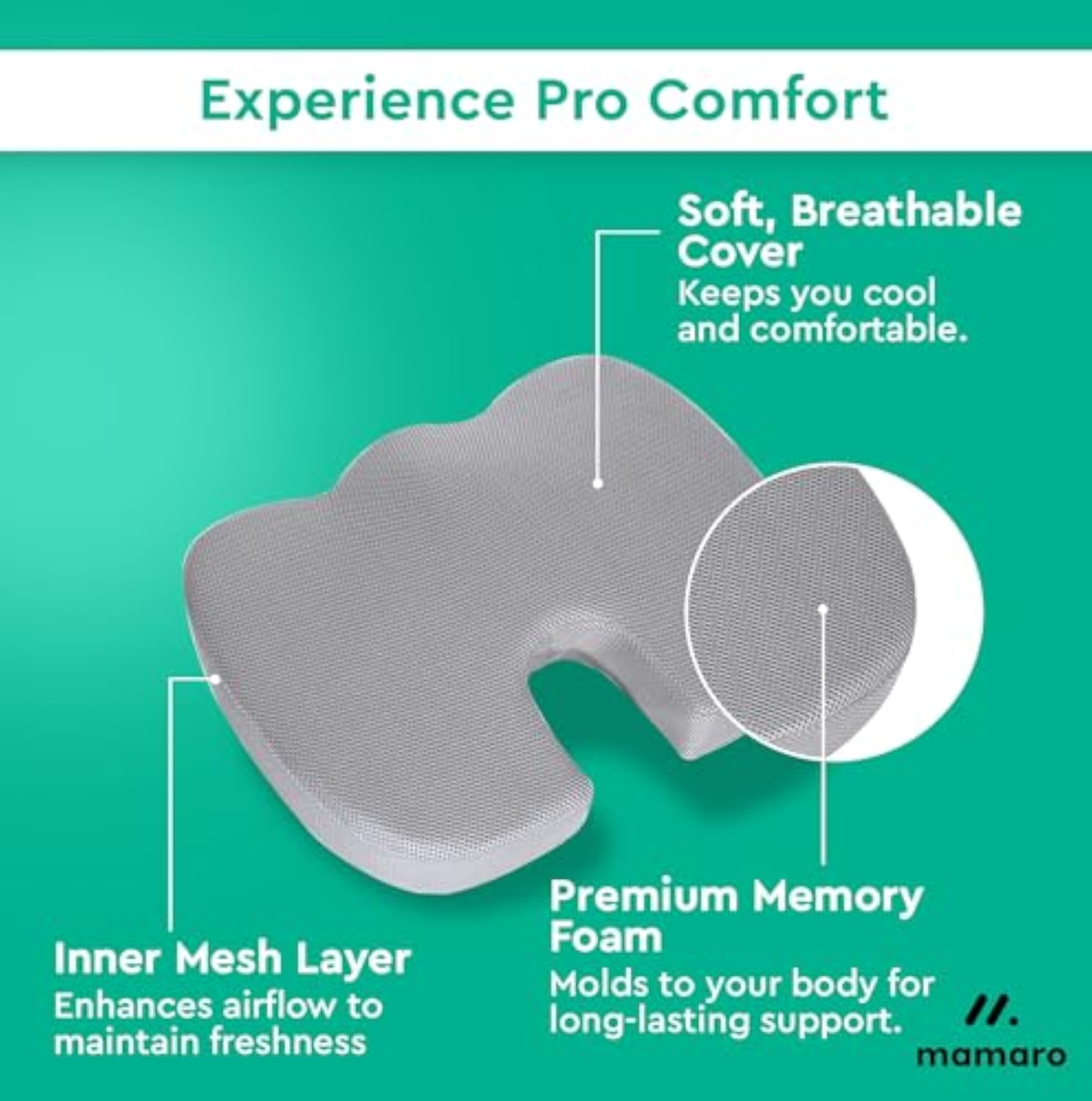 Coccyx Seat Cushion for Tailbone & Back Pain Relief