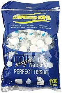 Compressed Towels Wet Wipes Paper Face Towel Tablets Disposable Napkins Portable Mini Towel Magic Towel Coin Tissues Face Care Make Up for Travel Outdoor Sports, 100Pcs Expand to 20 x 22 cm