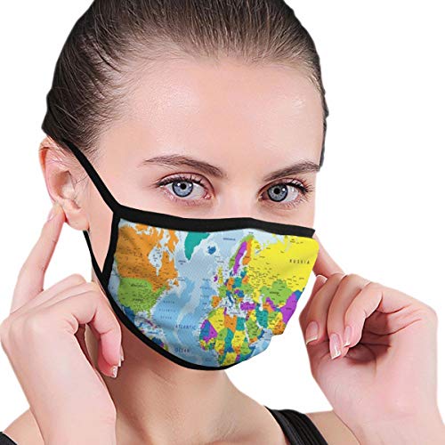 Preisvergleich Produktbild Maske Staub Bunte Politische Weltkarte Vertauschungssichere Bildung Anti Pollution Breath Respiratorschablone Grad Grippeschutzmaske Kohle Aktiv Filtration - Wiederverwendbare Waschbar