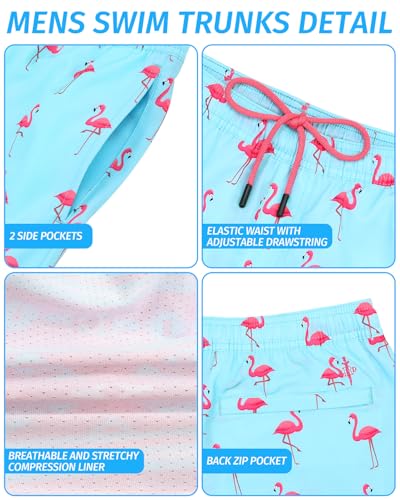 Mens Swim Trunks with Compression Liner,7 Inch Quick Dry Swim Shorts, Board Shorts,Beach Swimwear3