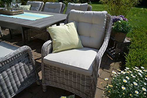 bomey Rattan-Sessel Set mit Polstern I Gartenmöbel Set Como 6-Teilig I Sechs Gartensessel Grau Polster Beige I Lounge… – Bild 4