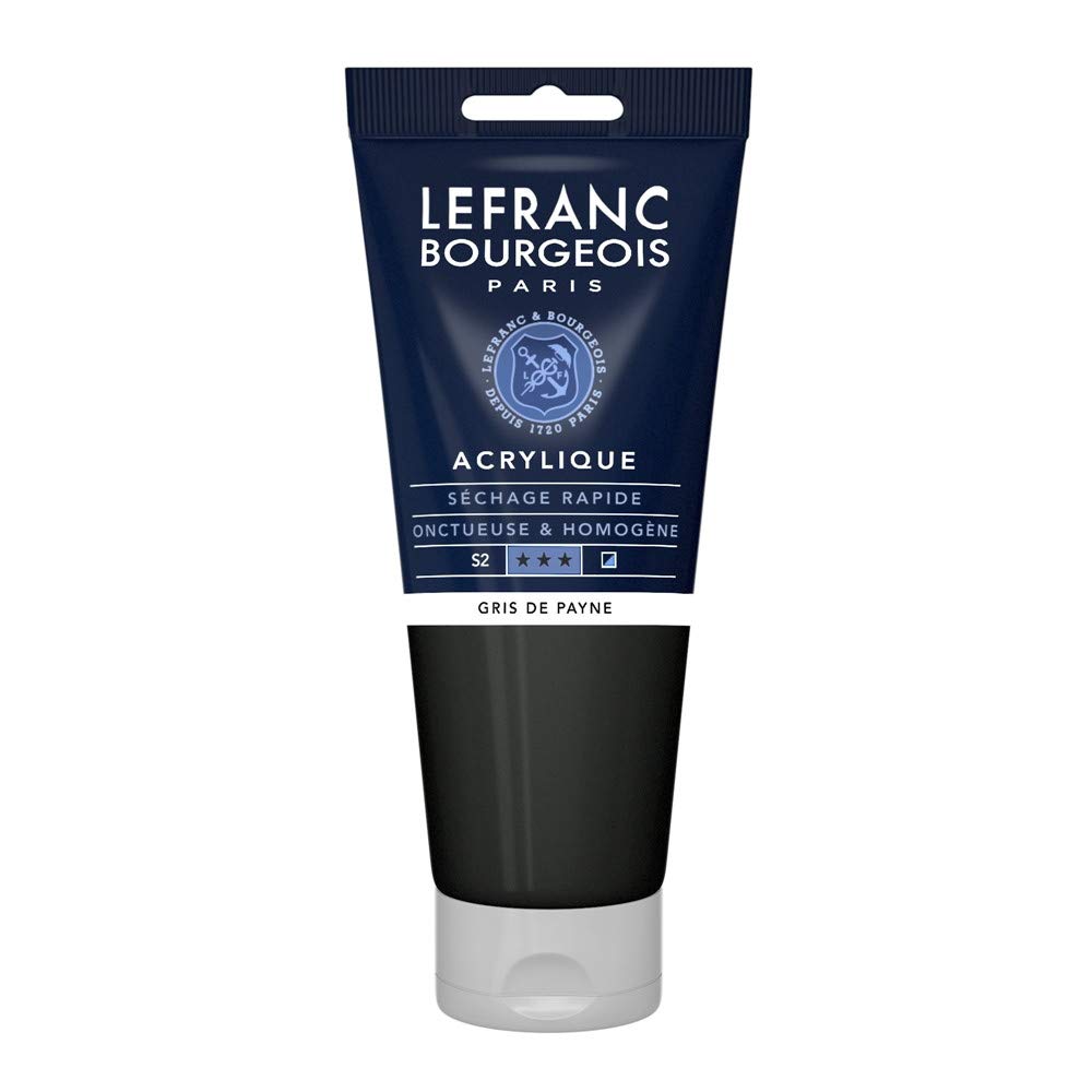 Lefranc Bourgeois 300405 Fine Acrylic Paint - Paynes Grey, 200 ml Tube, Creamy Acrylic Paint, Water-Based, Quick Drying, Lightfast, Waterproof