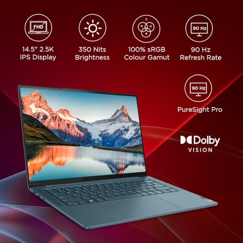 Image of Lenovo Yoga Pro 7 Intel Core i7-13700H 14.5 inch(37cm) 2.5K IPS 350Nits Laptop(16GB /1TB SSD /Windows 11 /Office 2021 /Backlit /FHD IR Camera /E-Shutter /Alexa /3 Month Game Pass /Tidal Teal /1.49Kg), 82Y700A2IN