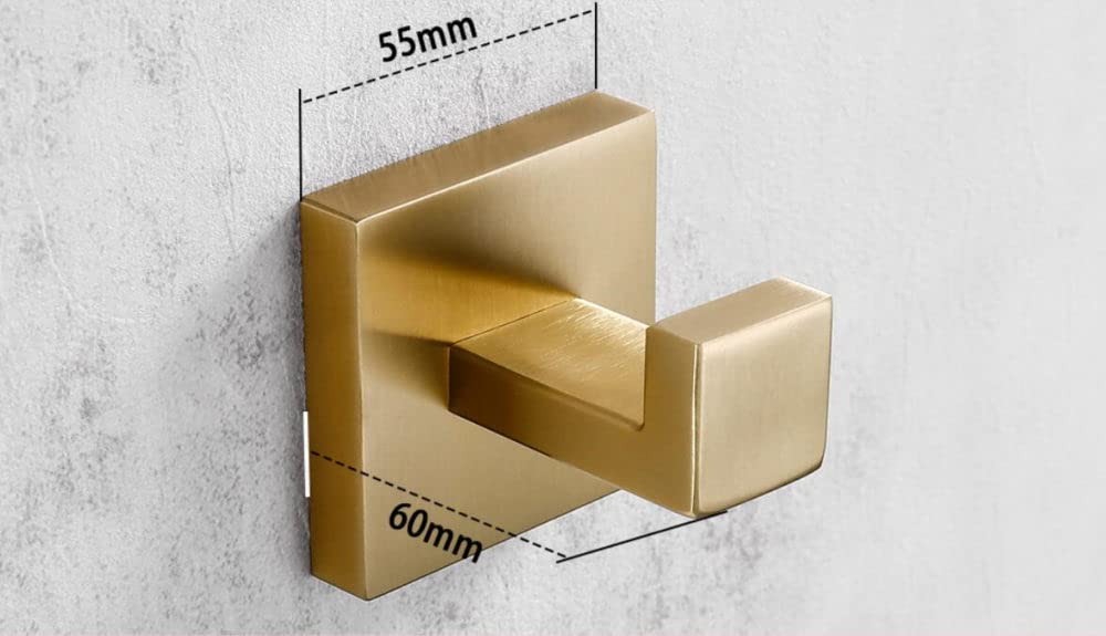 Juego de accesorios de baño de acero inoxidable cepillado para montaje en pared, soporte para papel higiénico, toallero, gancho para bata y gancho para ropa, kit de nización de baño duradero