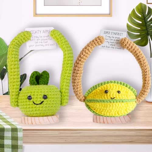 Image of Handmade Emotional Support Avocado Car Ornament, Cute Avocado Knitting Doll Gift, Funny Crochet Avocado Doll Car Dashboard Decoration with Wooden Base for Car Home Office(F1)