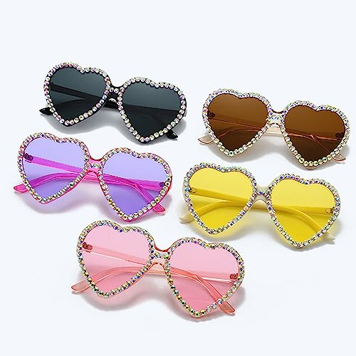 Cute Heart shaped Rhinestone Sunglasses Women Fashion Diamond bling party Sun Glasses Crystal Shades4