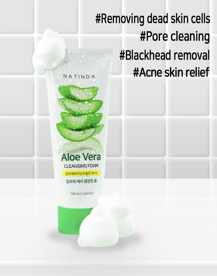 NATINDA Aloe Vera Cleansing Foam 130ml with aloe vera extract - Image 4