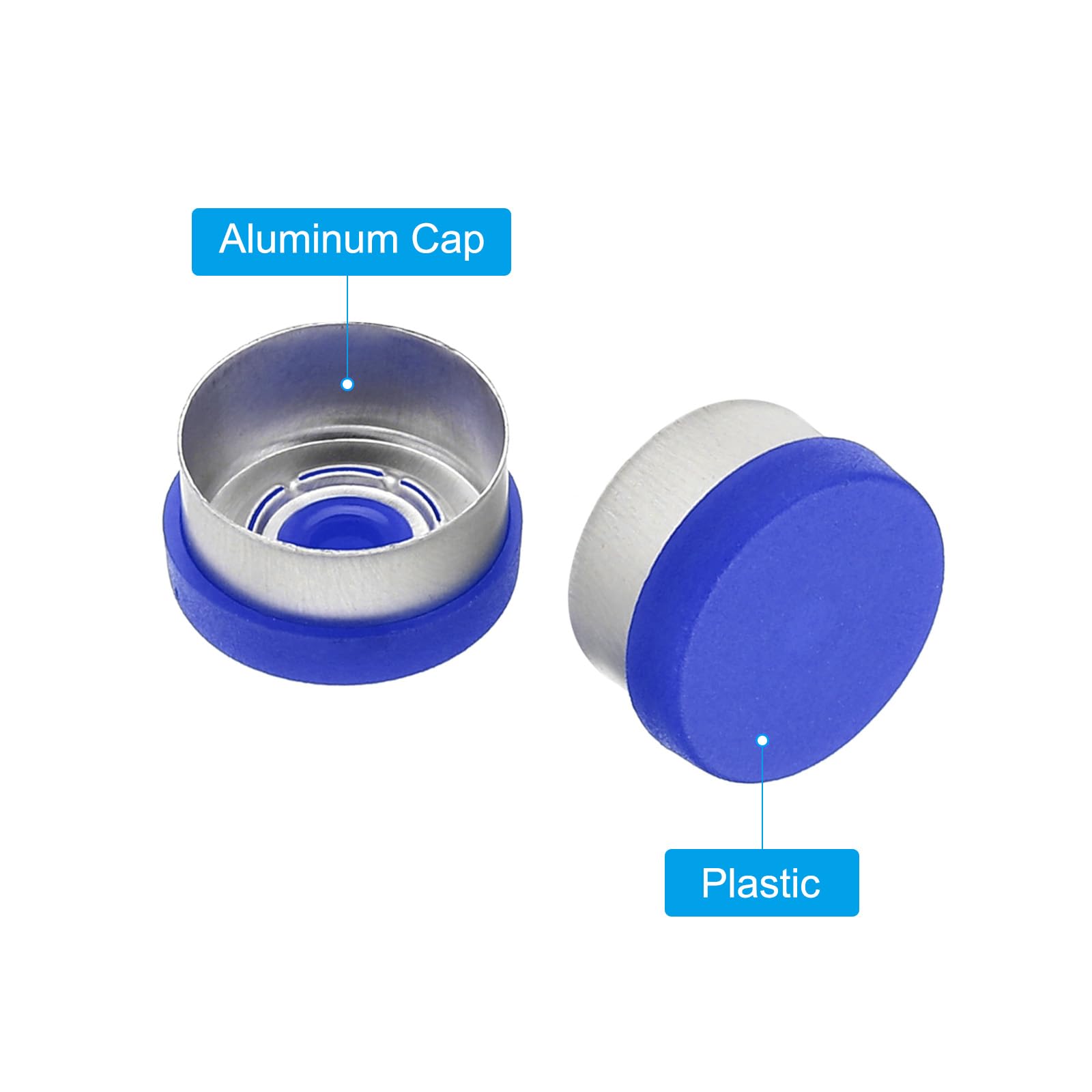 PATIKIL 13mm Flip Off Caps, 100 Pcs Flip Off Caps Flip Off Seals Flip Off Vial Seals Plastic Aluminum Caps Cover for Glass Vial, Blue — Amazon image 4
