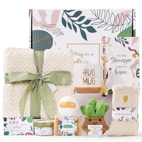 Get Well Soon for Women Self Care Gift Baskets Inspirational Thinking of You Gift Set Relaxation Feel Better Hug in a Box Chemo Care Package for Women Her Mom Friend Sister Wife