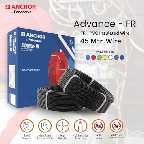 Image of Anchor by Panasonic Penta 1.5 mm PVC Insulated 45 Meter Copper Electric Wire for Home, Industrial and Commercial Connections (Blue, N-96334BU)