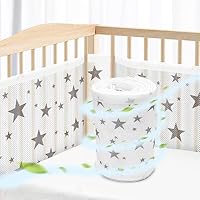WYSWYG® Baby Nestchen Bettumrandung Babybett Umrandungen 70x140 cm Kinderbett - Hochwertiges Mesh Atmungsaktives Beistellbett - Gitterschutz Crib Schutz vor Einklemmen - Stern Muster