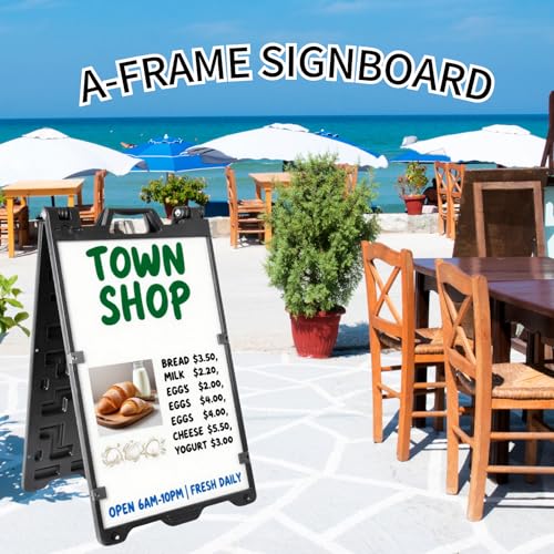 OranclUS 1Pack 24x36 Inch A-Frame Sidewalk Sign Double Sided Foldable Plastic Sandwich Board for Outdoor Business Advertising, Grey Frame Only