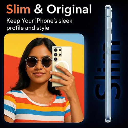 Image of Jkobi Lifetime Anti-Yellow MagSafe Compatible Clear Back Case Cover for Samsung Galaxy S24 Ultra (Sleek Hard Crystal | Shockproof and Camera Protection)