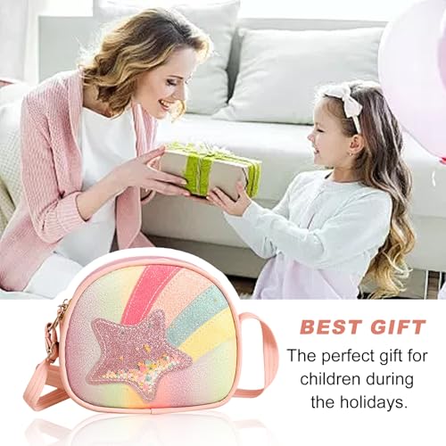 FOSDICK Kinder Umhängetasche Mädchen Kleine Handtaschen, Kinderhandtaschen, Handtasche Mädchen mit Verstellbare Schultergurt, Süße Crossbody Tasche Umhängetasche Kinder 3-10 Jahre