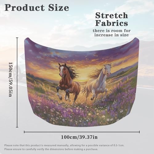Image of Car Hood Cover,Outdoor Decoration Car Hood Cover Protector Suitable Most Automotive Sedans Trucks Pickup Sports Cars,Car Accessories Horse Purple Flower Design