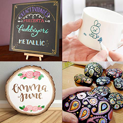 Dyvicl Metallic Marker Pens - 15 Colors Soft Brush Tip Metallic Markers For Black Paper, Adult Coloring, Card Making, Rock Painting, Scrapbooking Crafts, Diy Photo Album #TOP5