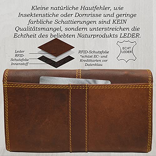 Geldbörse aus Wasserbüffelleder mit RFID Schutz in Rotbraun