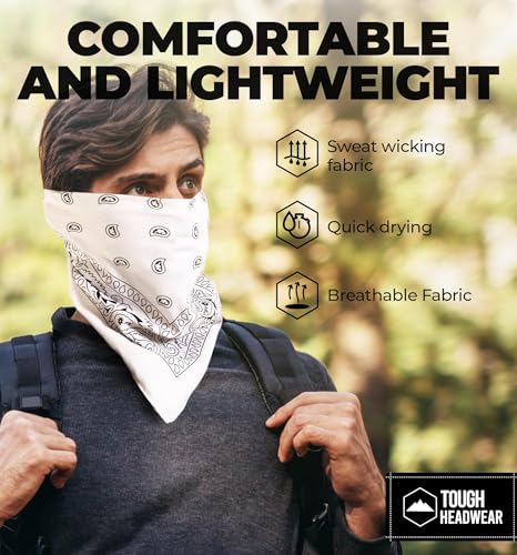 Image of Tough Headwear Large Bandana Headband - Handkerchief Bandanas for Men & Women - Paisley Bandana Pack - Cowboy Scarf