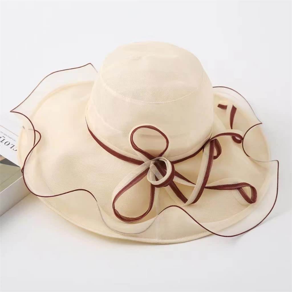 Protección Exterior UV Capsunhat Verano Mujer Seda Plegable ala Grande Pescador Sombrero Mar Vacaciones Sombrero for el Sol (Color : Blue, Size : 56 * 58cm) (Color : E, Size : 6 7/87 1/8)