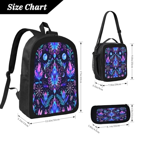 3PCS Backpack for Women Men With Lunch Box Pencil Bag 17 Inch Lightweight Adjustable Strap Back Pack 3 In 1 Set Ethnic Mandala Modern Casual Daypack Unisex Fit Travel Work Camping3