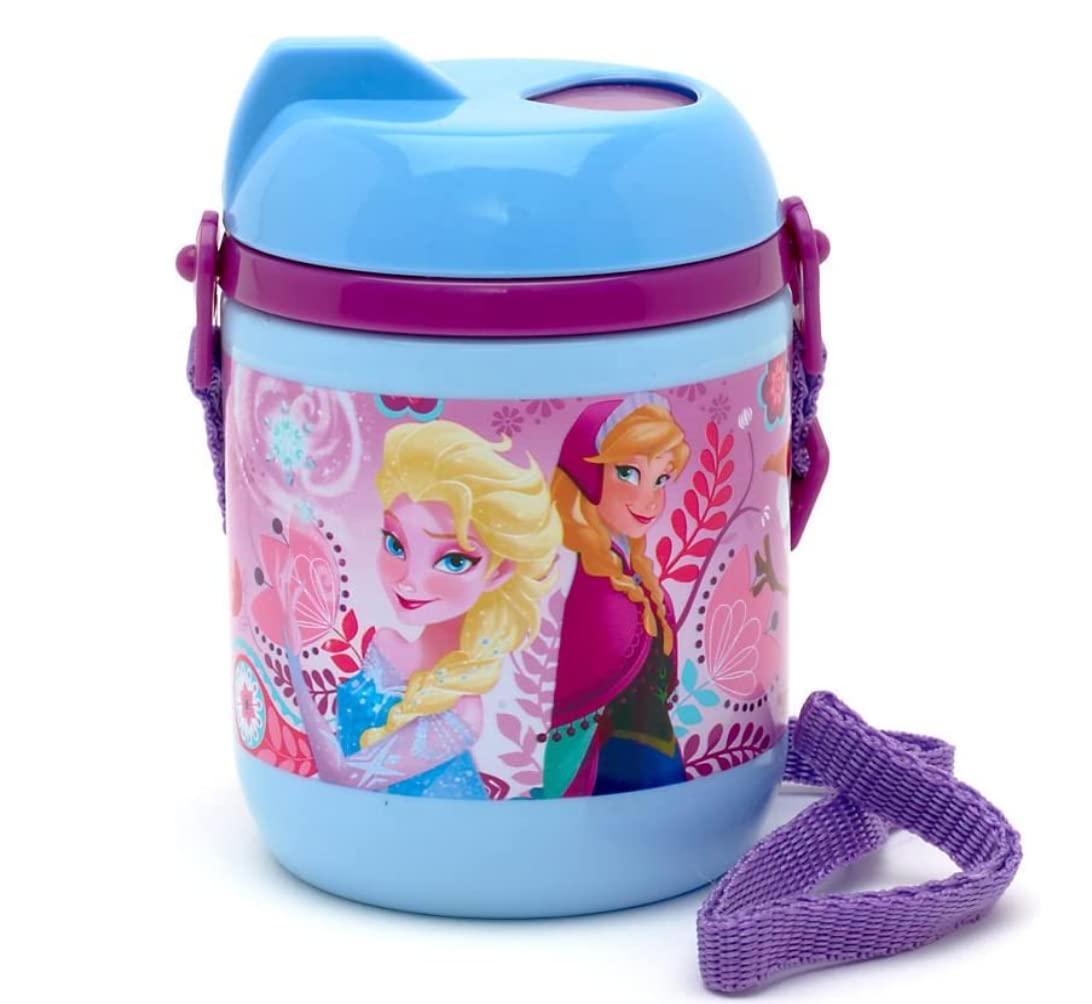 Petite gourde Elsa Anna Olaf en plastique avec paille intégrée
